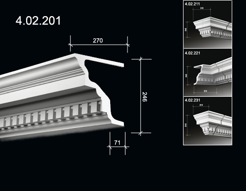  4.02.201  Polyurethane cornices with ornament