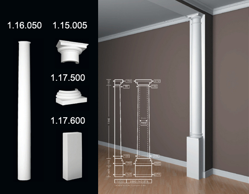 1.16.050 / 1.15.005 / 1.17.500 / 1.17.600 Polyurethane half column