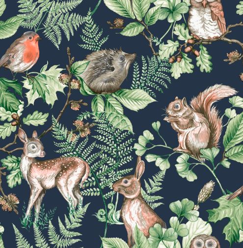 108568 Woodland Animals Navy tapete