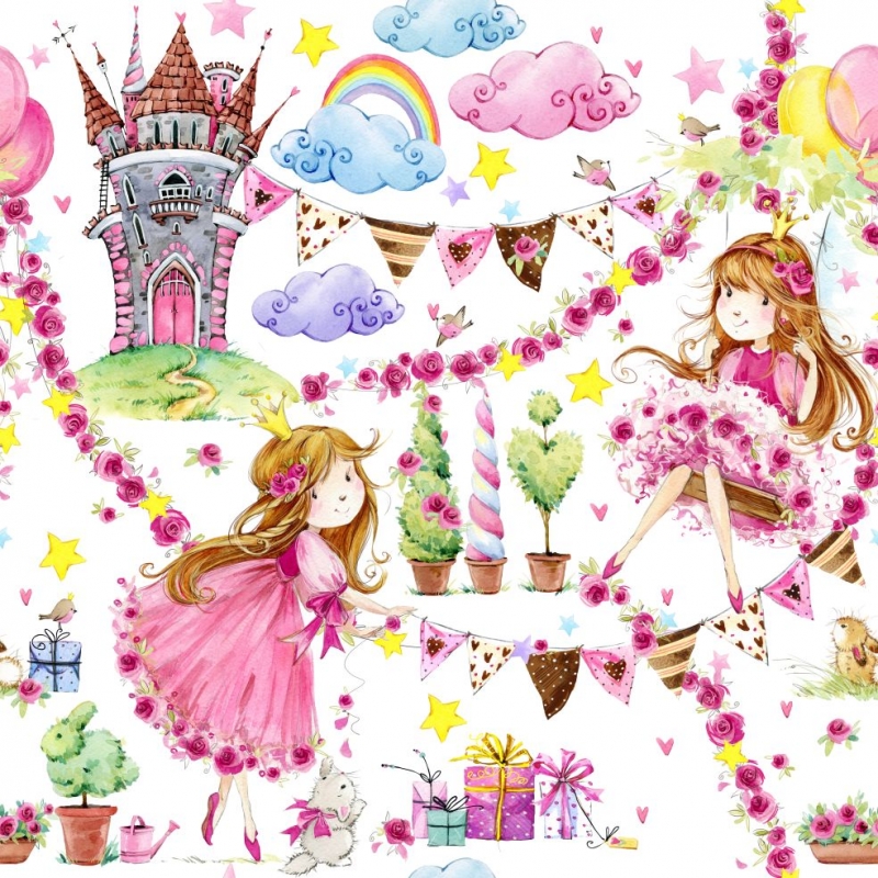 Watercolor Cute princess