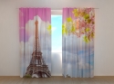 Photo curtains Blossoming Spring Cherry and Eiffel Tower