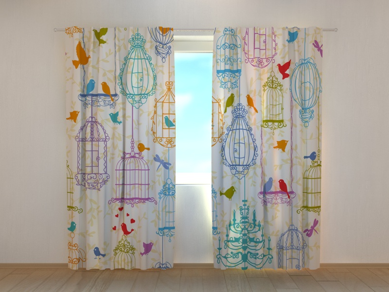 Photo curtains Bright Birdies