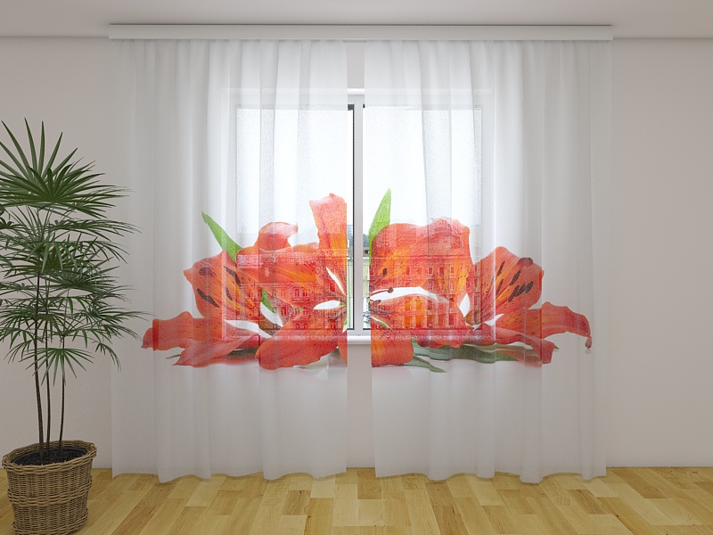 Photo curtains Fiery Lilies