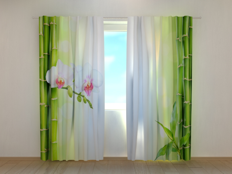 Photo curtains White Orchid with Fresh Bamboo