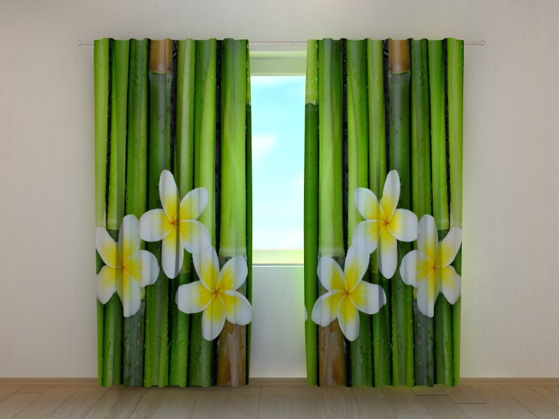 Photo curtains Bamboo and Plumeria