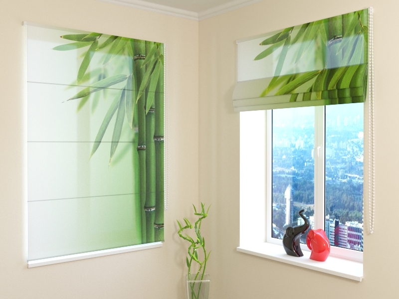 Roman Blind Green Bamboo 2