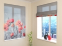 Roman Blind White Poppies