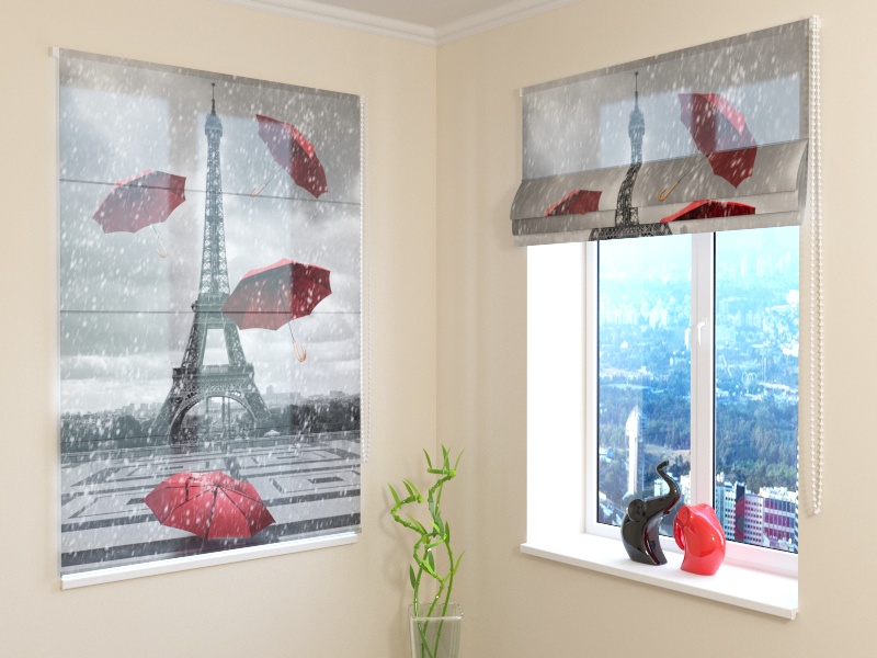 Roman Blind Red umbrelas