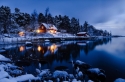 Winter house on the shore 